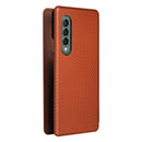 For Samsung Galaxy Z Fold4 5G Carbon Fiber Flip Leather Case - Blue