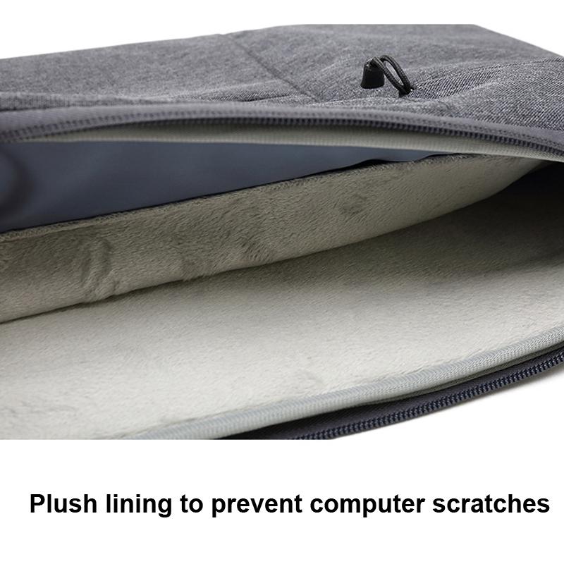 14 Inch Business Laptop Liner Bag with Zipper Closure - Polyester Material - Light Grey