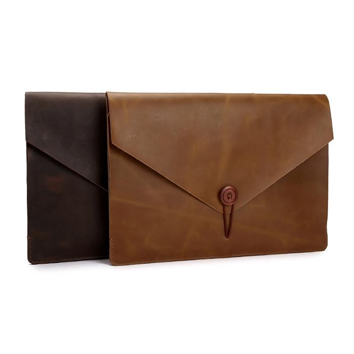 12 Genuine Leather Laptop / Tablet Bag - Universal Fit - Coffee