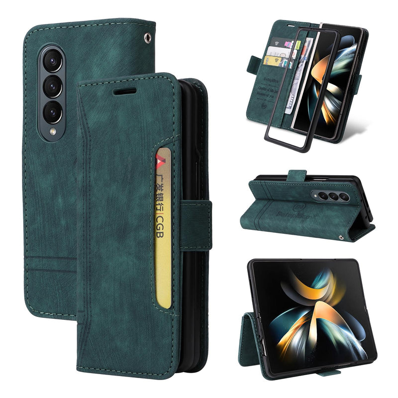 For Samsung Galaxy Z Fold4 5G Leather Dual Buckle Phone Case - Red