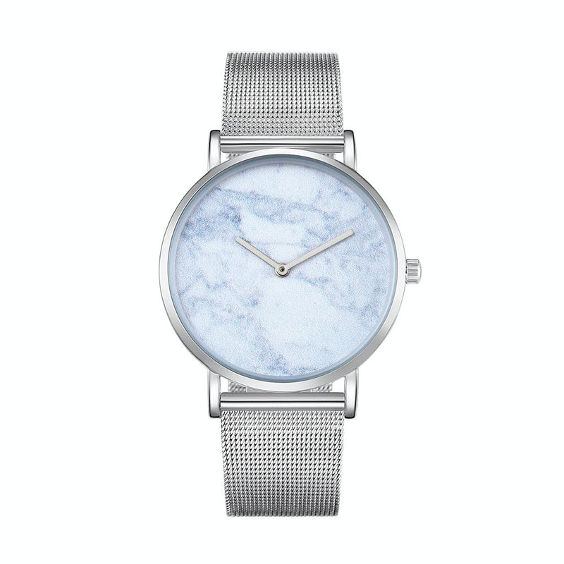 Stylish Men Quartz Watch with Stainless Steel Band - Round Dial Silver Alloy Case - Wa0736C