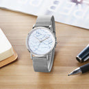 Stylish Men Quartz Watch with Stainless Steel Band - Round Dial Silver Alloy Case - Wa0736C