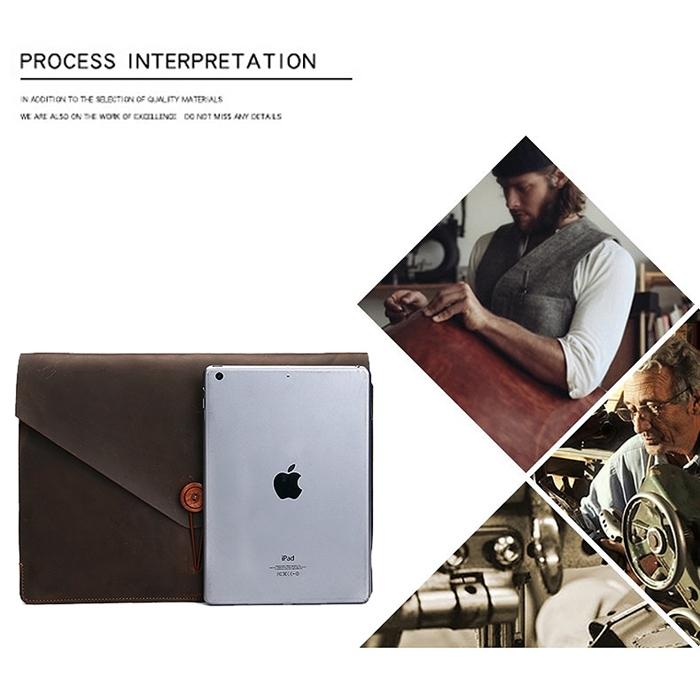 13.3 Genuine Leather Business Laptop Bag For Macbook Samsung Sony Dell Alienware Chuwi Asus Hp - Universal - Coffee