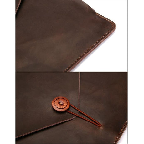 15.4 Business Laptop Tablet Bag - Genuine Leather - Universal Fit - Coffee