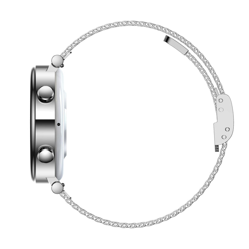 Women Smart Watch With Bt Call Health Tracking And Sos - Compact And Stylish - Rose Gold Steel Band