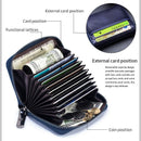 Men'S Leather Card Holder Casual Driver License Wallet - Light Blue