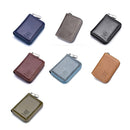 Men'S Leather Card Holder Casual Driver License Wallet - Light Blue
