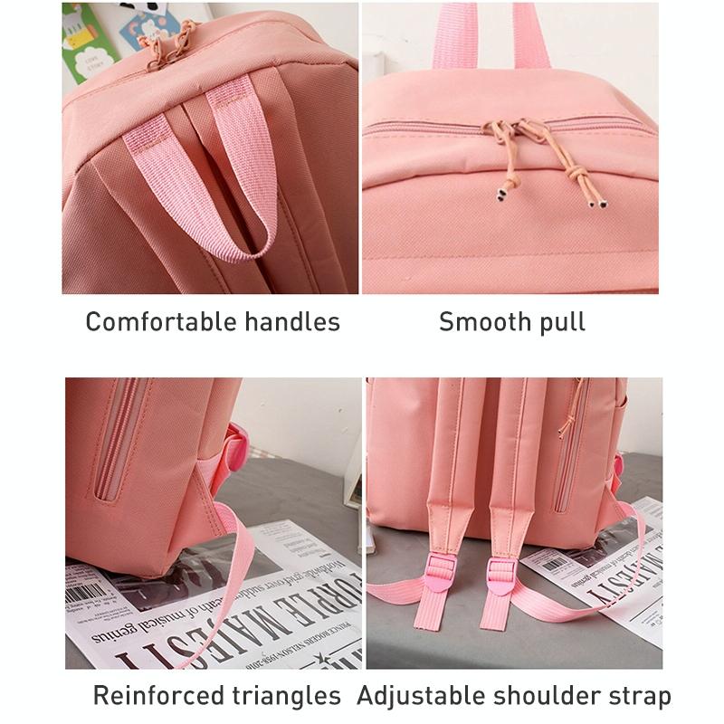 5-piece Girls Backpack Set - Lightweight and Versatile - Pink