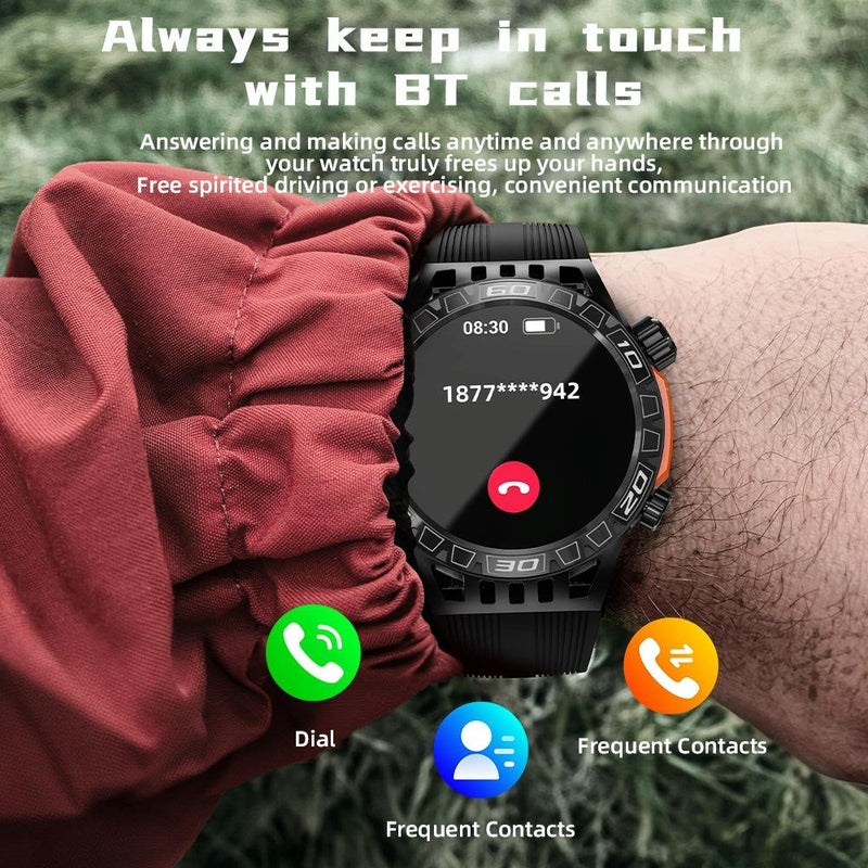 1.46 Inch Ip68 Waterproof Sos Flashlight Bluetooth Smart Watch - Yellow Green