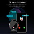 1.46 Inch Ip68 Waterproof Sos Flashlight Bluetooth Smart Watch - Yellow Green