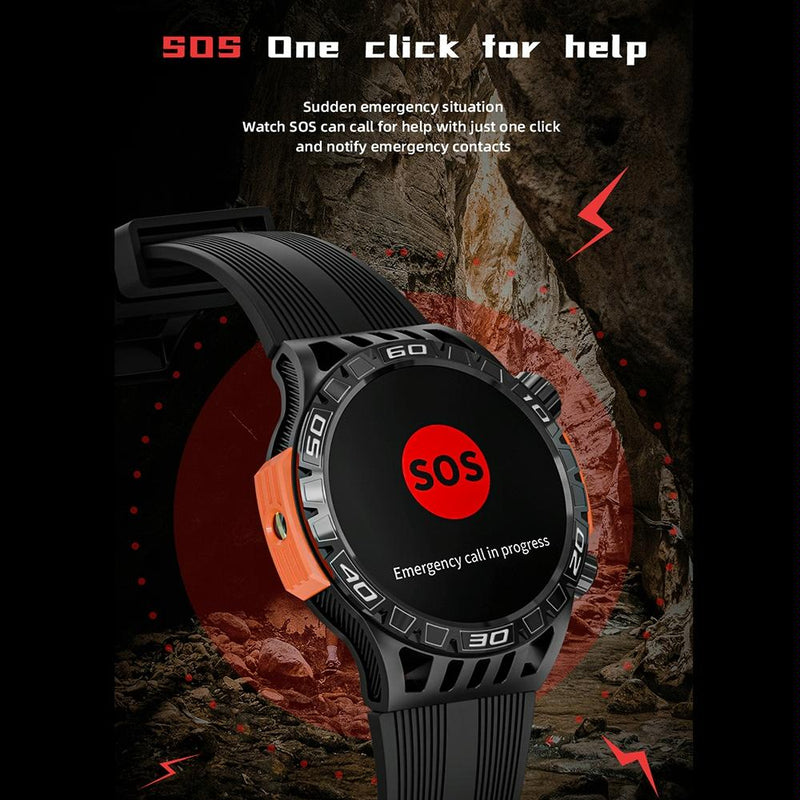1.46 Inch Ip68 Waterproof Sos Flashlight Bluetooth Smart Watch - Yellow Green