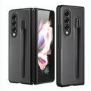 For Samsung Galaxy Z Fold4 5G Litchi Texture Hinge Case - Red
