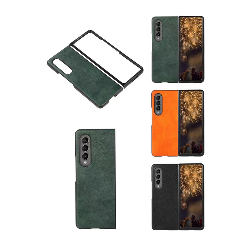 For Samsung Galaxy Z Fold4 5G Litchi Texture Case - Two Tone - Green
