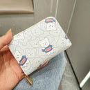 Cute Bear Print Multi Slot Card Holder Anti Degaussing Design - Blue