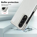 Foldable Phone Case with Double Buckle Card Slot for Samsung Galaxy z Fold4 - Rose Gold