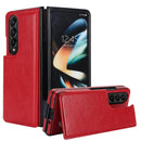 Foldable Phone Case with Double Buckle Card Slot for Samsung Galaxy z Fold4 - Rose Gold