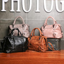 Soft Faced Casual Handbag - Large Diagonal Shoulder Bag - Grey