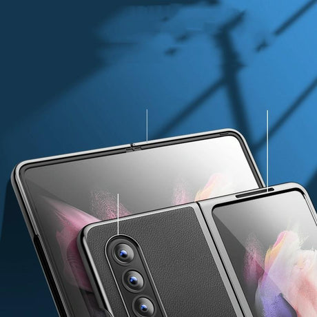 For Samsung Galaxy Z Fold4 5G Leather Plated Phone Cover - Rose Gold