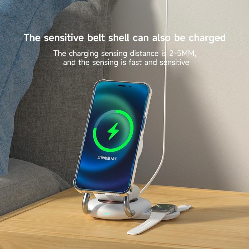 15W 3 In 1 Transparent Magnetic Wireless Charger - Blue