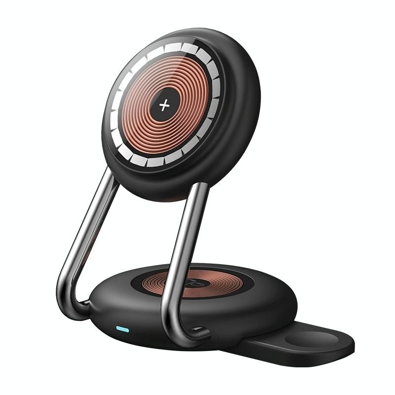 15W 3 In 1 Transparent Magnetic Wireless Charger - Blue