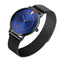 Women Metal Mesh Quartz Watch with Non-scale Dial - Silver Shell Black Surface