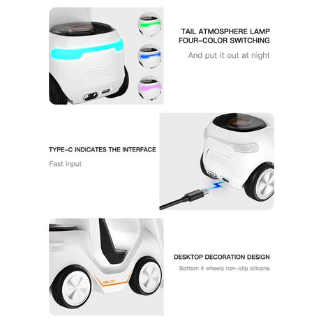 5 In 1 Car Desktop Alarm Clock With Wireless Charging - Orange