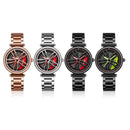 Stylish Steel Band Quartz Watch for Couples - Silver Red