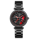Stylish Steel Band Quartz Watch for Couples - Silver Red