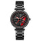 Stylish Steel Band Quartz Watch for Couples - Silver Red