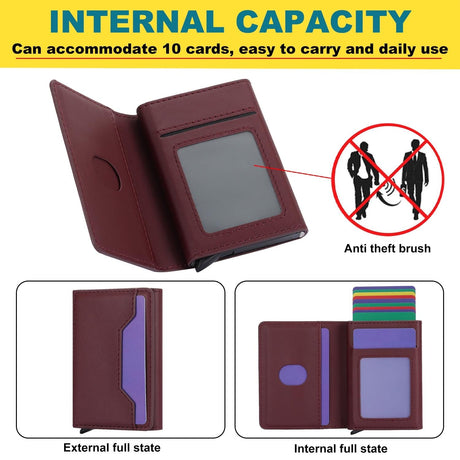 10x6x3cm Secure Brush Card Bag - Compact and Protective - Wine Red