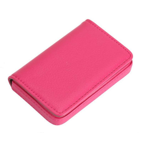 Stainless Steel Magnetic Business Card Holder Pu Leather Case - Black