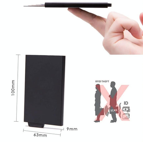 Automatic Eject Rfid Blocking Aluminum Card Wallet - Silver