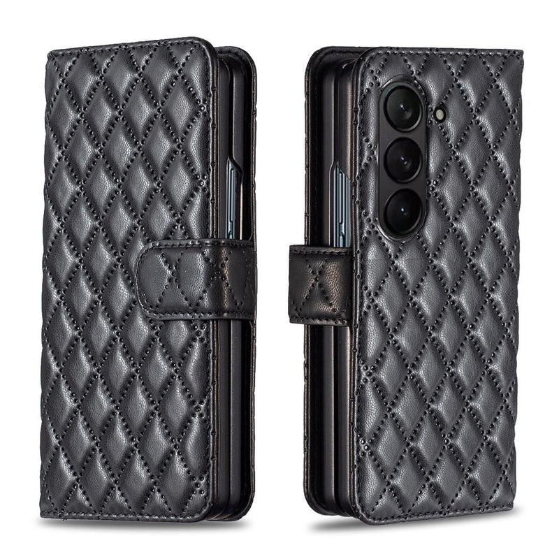 For Samsung Galaxy Z Fold4 5G Samsung Fold 4 Diamond Lattice Wallet Case - Sleek And Stylish - Green