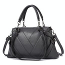 Soft Leather Geometric Handbag - Colourblock - Dark Gray