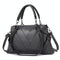 Soft Leather Geometric Handbag - Colourblock - Dark Gray