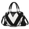 Soft Leather Geometric Handbag - Colourblock - Dark Gray