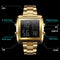 Vintage Gold Steel Square Watch - Waterproof & Luminous - Silver