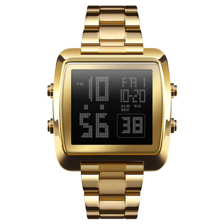 Vintage Gold Steel Square Watch - Waterproof & Luminous - Silver