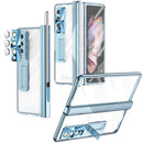 For Samsung Galaxy Z Fold4 5G Magnetic Phone Case With Holder - Plating Finish - Silver