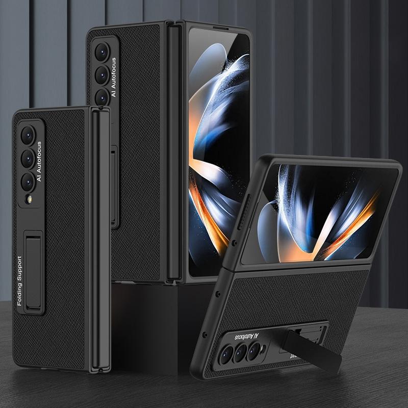 For Samsung Galaxy Z Fold4 5G Leather Case With Stand - Ultra Thin - Gold