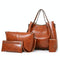 Retro Ladies Handbag - 4-In-1 Fashion Bucket Bag With Large Capacity - Brown