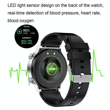 1.32 Inch Heart Rate Sleep Monitoring Smart Watch - Silver Leather