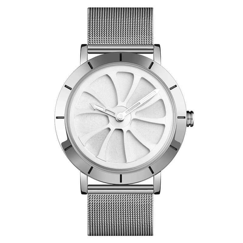 Stylish Skeleton Dial Waterproof Men Watch with Mesh Strap - White