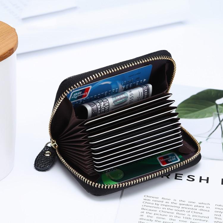 Multi Position Zipper Organ Card Holder Versatile Business Accessory - Black