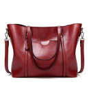 Stylish All-Match Leather Handbag - Wax Finish - Navy Blue