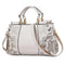 Shiny Leather Handbag With Single-Sided Embroidery - Rice-White