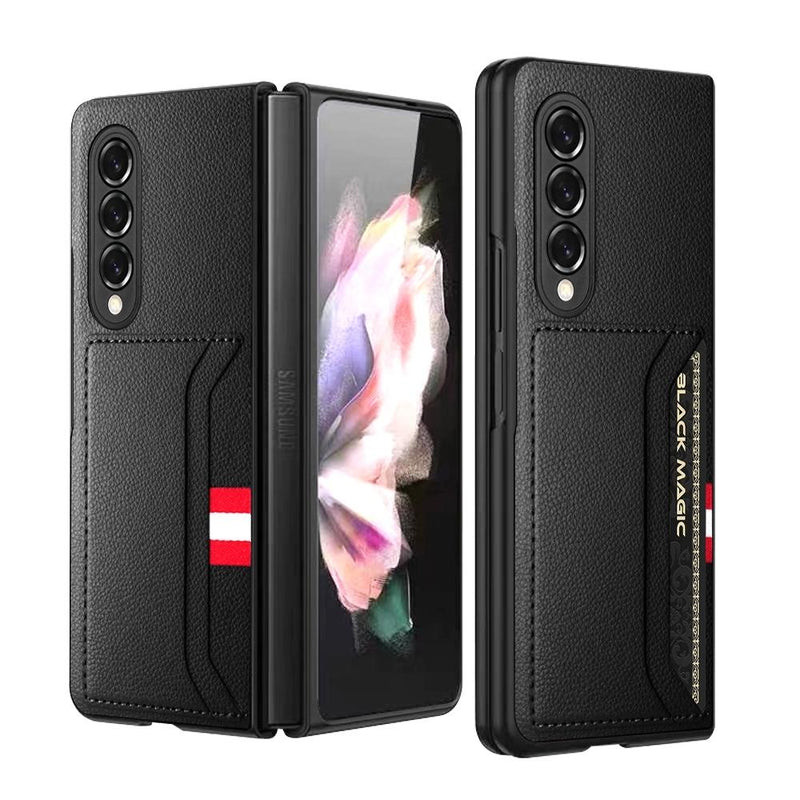 For Samsung Galaxy Z Fold4 5G Litchi Texture Microfiber Case - Black