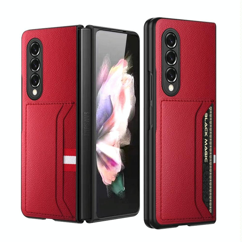 For Samsung Galaxy Z Fold4 5G Litchi Texture Microfiber Case - Black