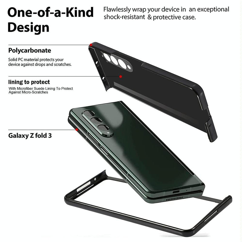For Samsung Galaxy Z Fold4 5G Litchi Texture Microfiber Case - Black