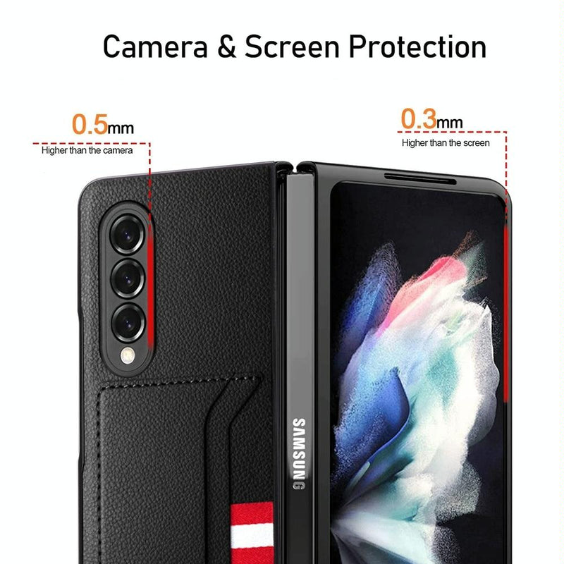 For Samsung Galaxy Z Fold4 5G Litchi Texture Microfiber Case - Black